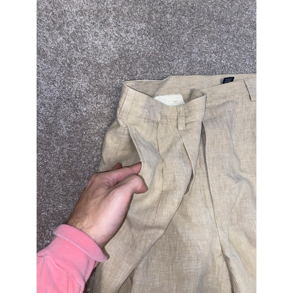 Jos A Bank Shorts Mens‎ 38 Beige 100% Linen Reserve Chino Lightweight Flat Front - Picture 7 of 8